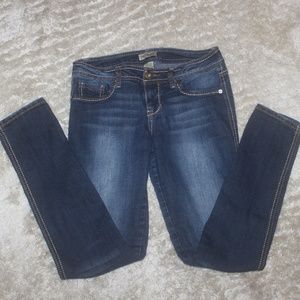 de coded skinny stretch blue jean thick stitch rhinestones embellished s 3 EUC…